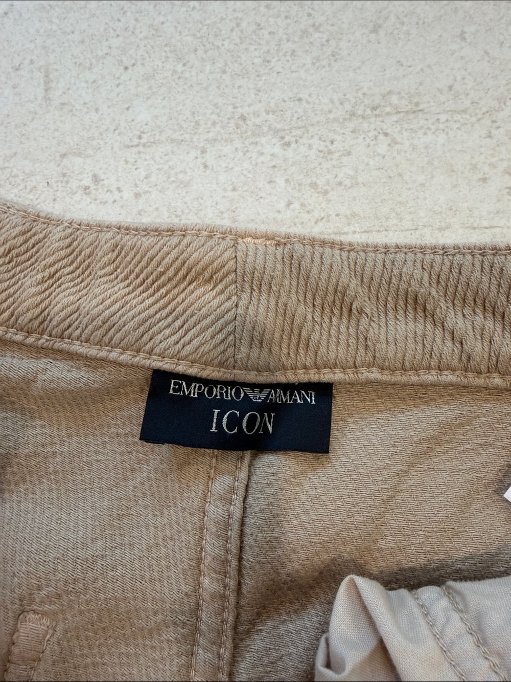 Emporio Armani Beige Wide-Leg Corduroy Cropped Pants - Picture 2 of 6